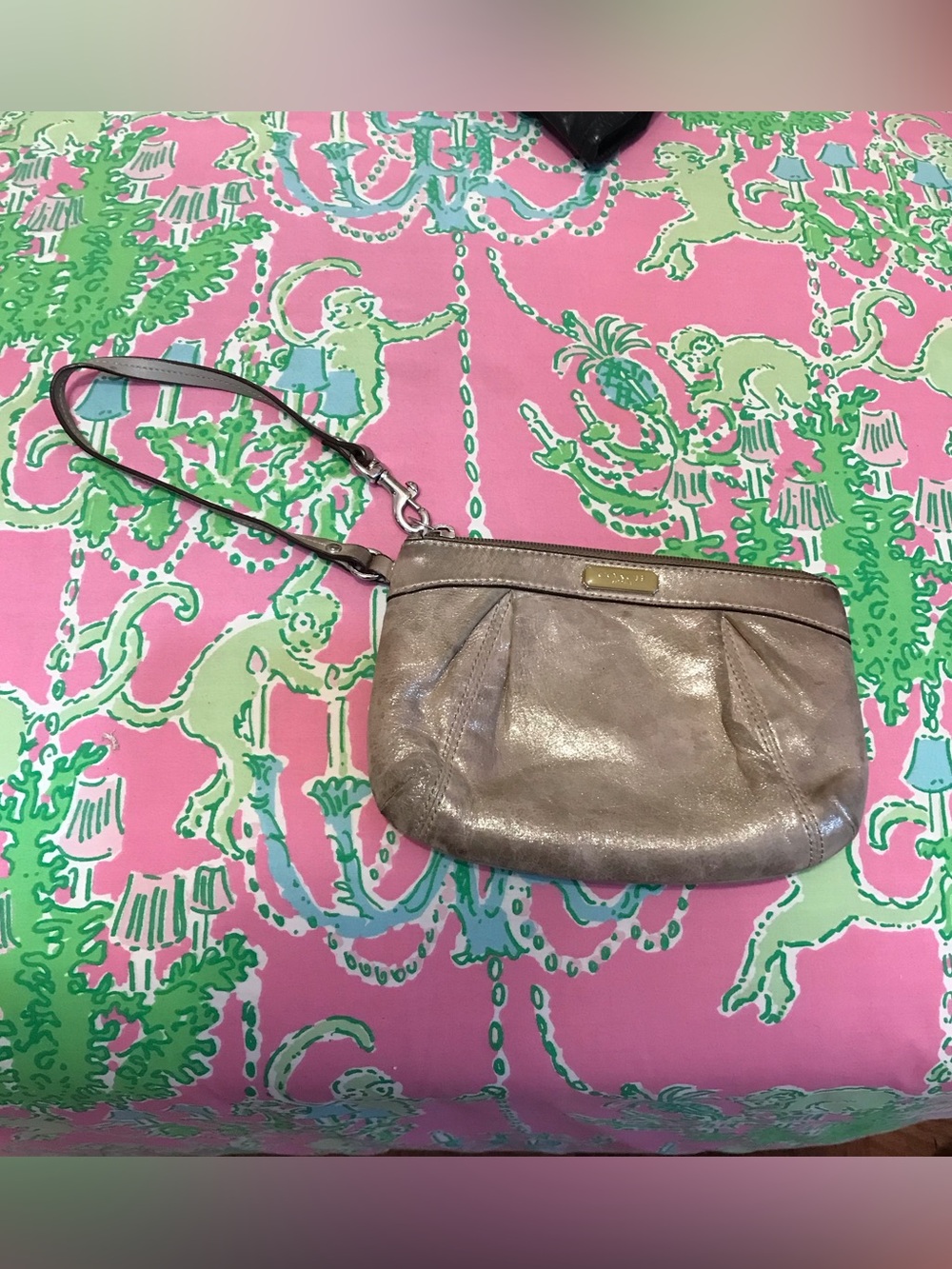 Y2K Vintage Coach Metallic Pleated Wristlet